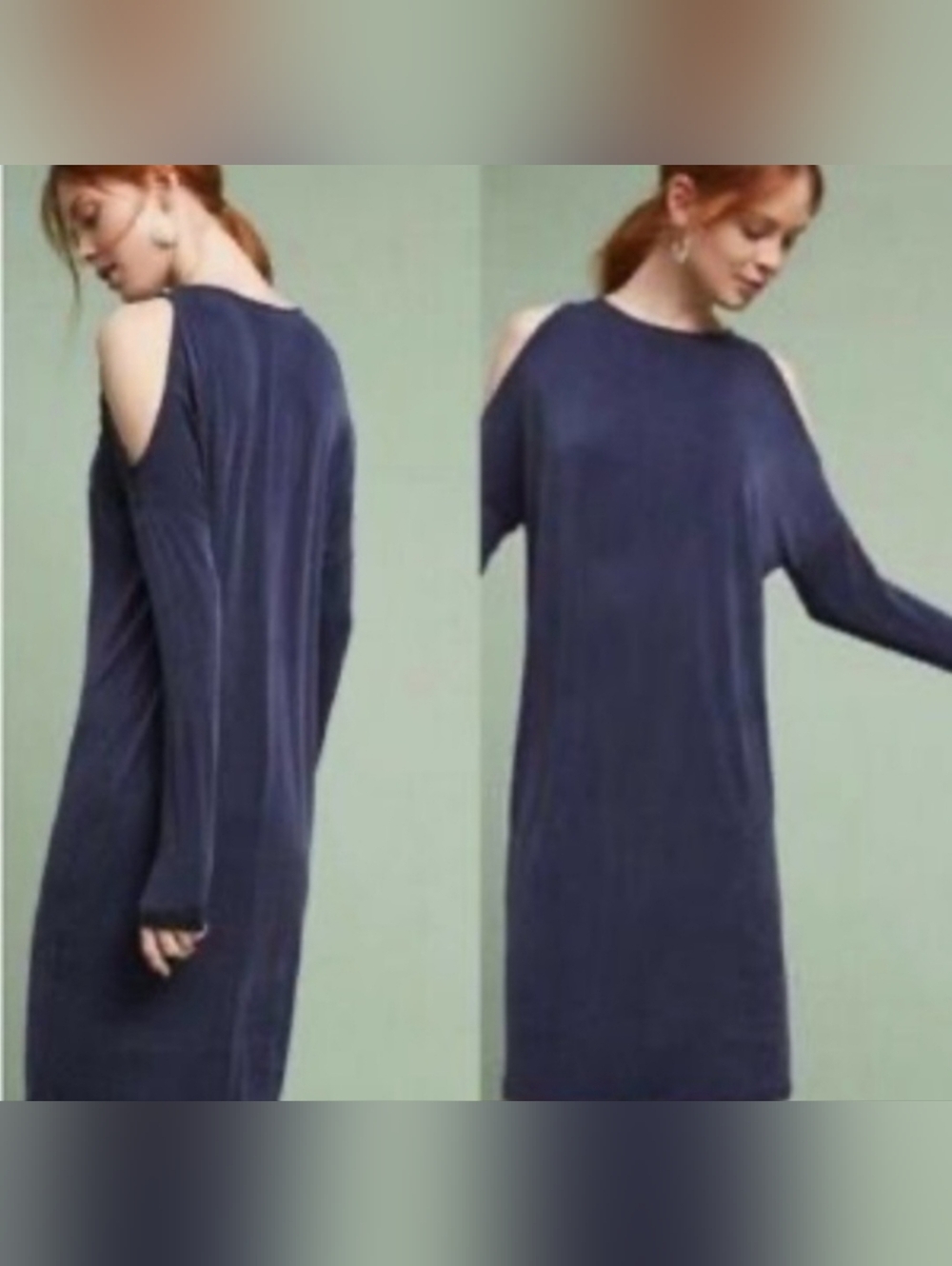 Anthropologie Eri & Ali Cold Shoulder Blue Dress XL